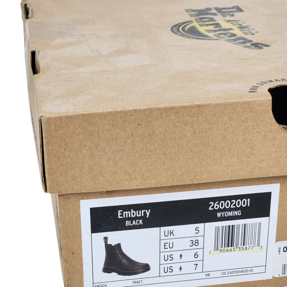 Dr. Martens Embury Black Leather Wyoming Grunge Chelsea Boots Mens Size 6